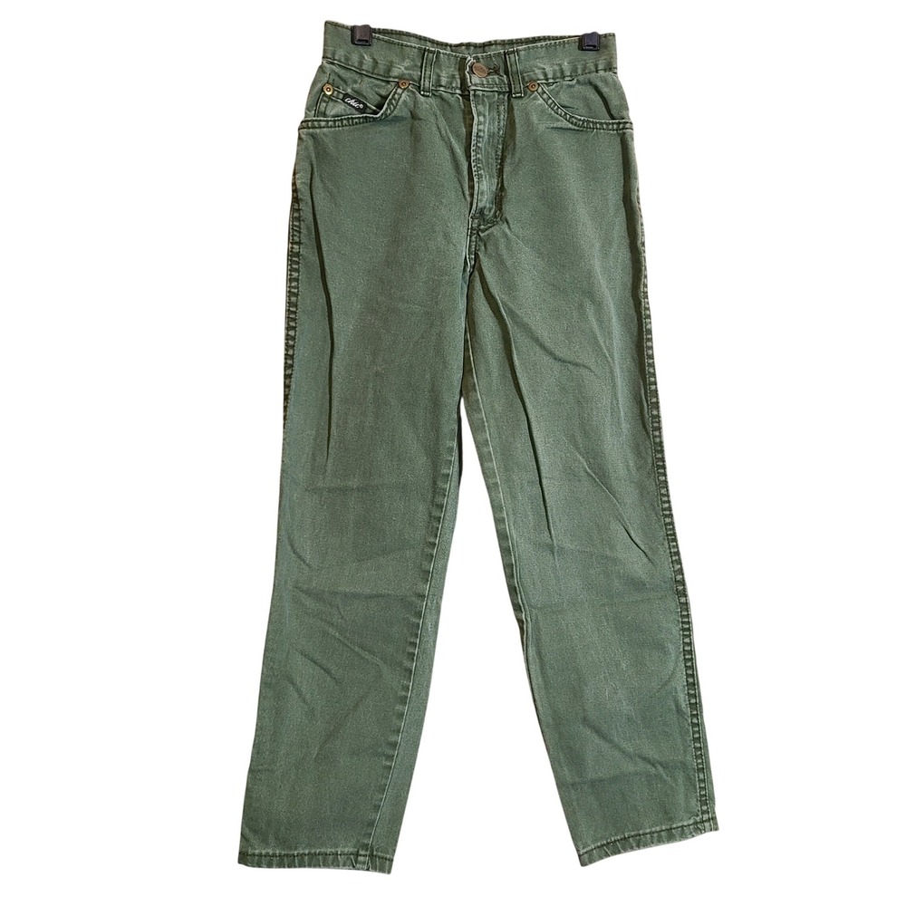 VTG Chic High Waisted Jeans Kids Size 10 Green Cotton Denim Pants Retro Gorpcore